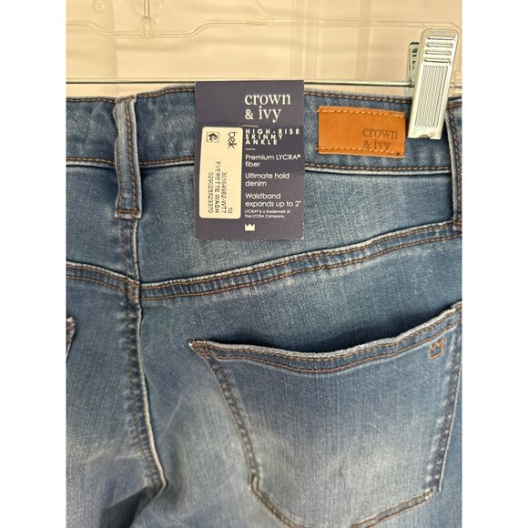 CROWN AND IVY sz 10 NEW High-rise Skinny Denim Jeans Everette Wash NEW - Picture 6 of 7